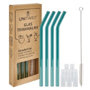 Glas Trinkhalm Set grn mit Softtips UNiTWIST