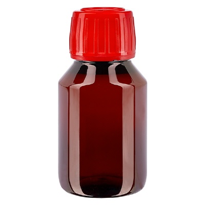 Bild PET Flasche 50ml mit rotem Verschluss OV