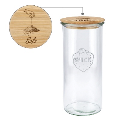 Bild Holzdeckelset "Salz" mit WECK Sturzglas 1500ml
