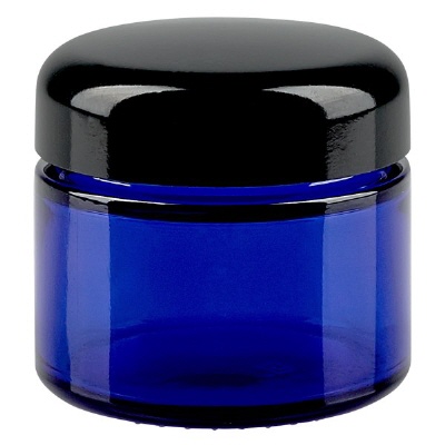 Bild Glastiegel 50ml royalblau, mit schwarzem Deckel