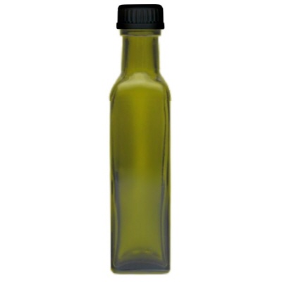 Bild 250ml eckige Flasche grün, schwarzer Verschluss