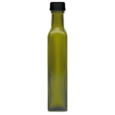 Bild 750ml eckige Flasche grün, schwarzer Verschluss