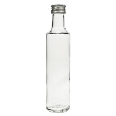 Bild 250ml runde Flasche klar, silberner Verschluss