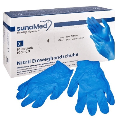 Bild XL sunaMed Nitril Handschuhe. MDR/PSA/Food konform