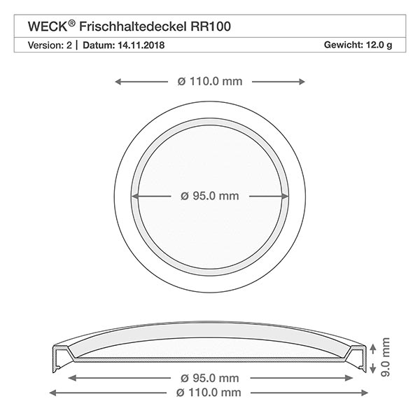 3 Stück  100er Deckel von Weck Frischhaltedeckel f.Rundrandglas RR100 weiß